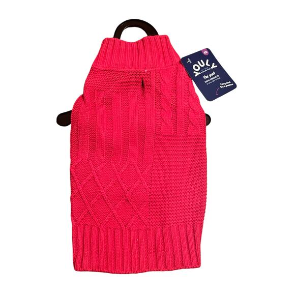 Youly The Poet Pink Mixed Cable-Knit Dog Sweater Size XS New With Tags - Picture 1 of 4